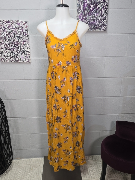 Xhilaration Dresses & Skirts - Xhilaration Mustard Yellow Floral Maxi Dress
